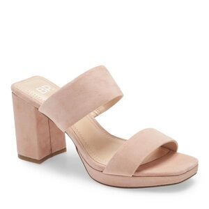 BP Karly Platform Suede Slide Block Heels Size 8M